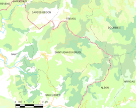 Mapa obce Saint-Jean-du-Bruel