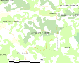 Mapa obce Creyssensac-et-Pissot