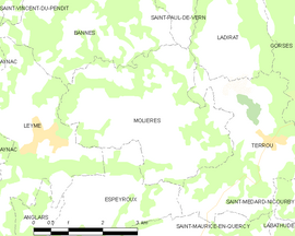 Mapa obce Molières