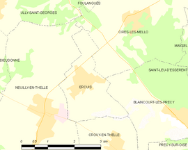 Mapa obce Ercuis