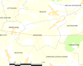 Mapa obce Ledinghem