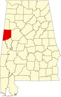Округ Пікенс на мапі штату Алабама highlighting