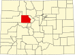 Harta statului Colorado indicând comitatul Eagle
