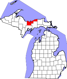 Harta e Alger County në Michigan