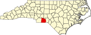 Harta statului Carolina de Nord indicând comitatul Anson