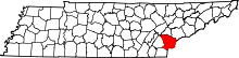 Harta e Monroe County në Tennessee