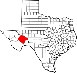 Karte von Pecos County innerhalb von Texas