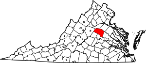 Map of Virginia highlighting Louisa County