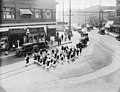 Marching band and cars in parade through town, Bloedel-Donovan Lumber Mills, ca 1922-1923 (INDOCC 1107).jpg