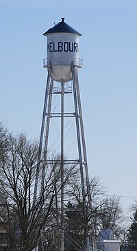 Water tower in Melbourne Melbourne Iowa 20090215 Water Tower.JPG