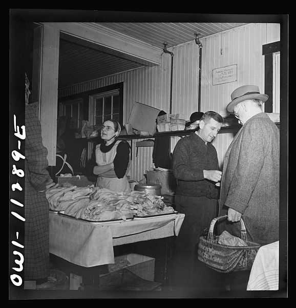 File:Mennonite farmer and wife selling fowl at the farmers' market8d23532v.jpg