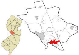 Ubicación en el condado de Mercer y el estado de Nueva Jersey.