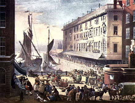 The Billingsgate Fish Market in London in the early 19th century