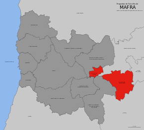 Localização no município de Mafra