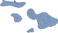 Map showing the modern districts of Maui County; numbered # Molokai # Kalawao # Lanai # Lahaina # Wailuku # Makawao # Hana