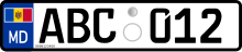 Moldovan registration plate, issued from 2015 Moldova MD license plate ABC012 2015.svg