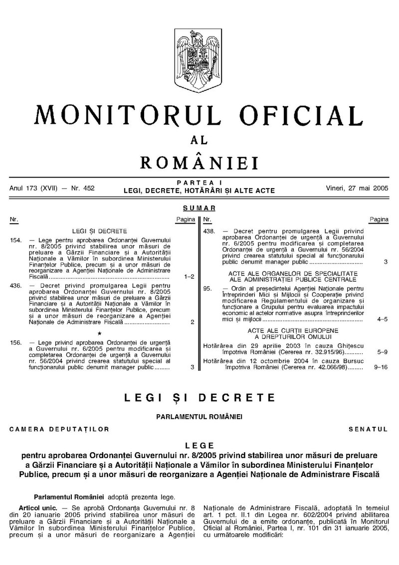 File:Monitorul Oficial al României. Partea I 2005-05-27, nr. 452.pdf -  Wikimedia Commons