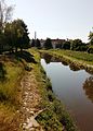 Čeština: Řeka Morava při pohledu z mostu v Dukelské ulici ve městě Litovel, okres Olomouc. English: River Morava in the town of Litovel, Olomouc District, Olomouc Region, Czech Republic.