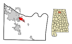 Location in شهرستان مورگان، آلاباما and the state of آلاباما