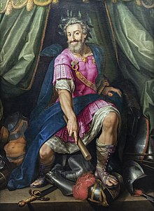 Tableau représentant un homme habillé à la romaine portant une couronne de laurier.