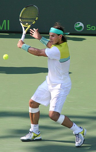 World No. 2 Rafael Nadal won his fourth singles title in Rome in five years Nadal Miami 2009 2.jpg