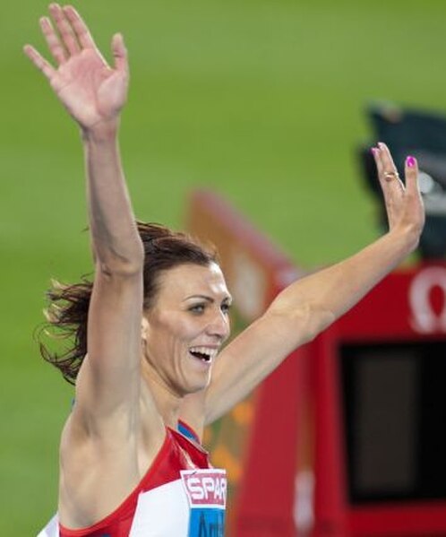 Antyukh after winning the 400 m hurdles at the 2010 European Championships