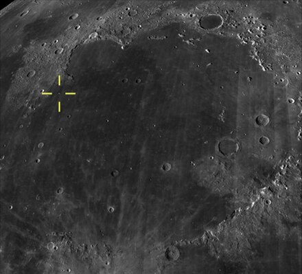 Leonid crater, the final stop of the rover, is one of twelve named craters near the landing site, located in the northwest of Mare Imbrium