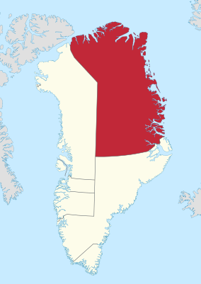 Мапа са локацијом заштићене области Национални парк Североисточни Гренланд