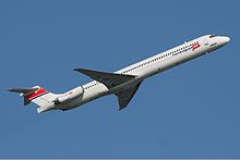 Norwegian previously operated seven second-hand McDonnell Douglas MD-80 series (MD-82 and MD-83) aircraft. Norwegian MD-83 SE-RDV.jpg