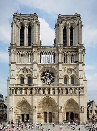 Notre-Dame, the most iconic Gothic cathedral,[54] built between 1163 and 1345
