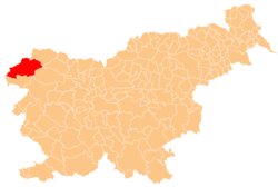 Localização do município de Bovec na Eslovênia