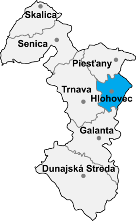 Okrug Hlohovec na karti