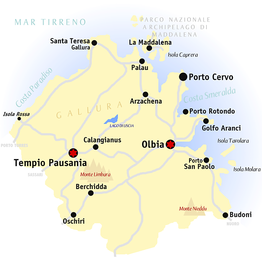Kaart van Olbia-Tempio (OT)