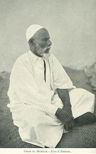 Photo of Omar Mukhtar sitting