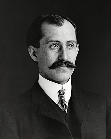 Orville Wright, age 34, head and shoulders, with mustache