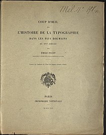 Histoire de la typographie dans les pays roumains (1895)