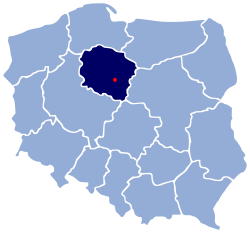 Sijainti tummennetun Kujavia-Pommerin voivodikunnan ja Puolan kartalla