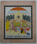 Thumbnail for File:Painting of the Sikh ruler Sardar Visava Singh of Sandhawalia and his courtiers in a garden, by Chajju, ca.1800-1810.webp