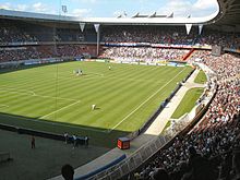 Vue intérieur du Parc des Princes, stade de football.