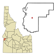 Payette County Idaho Incorporated und Unincorporated Gebiete New Plymouth Highlighted.svg