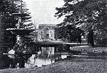 The Robert McDougall Art Gallery behind the Peacock Fountain in 1935 (one of the Peacock fountain's former locations) Peacock Fountain (second location).jpg