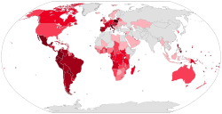 Distribuce katolíků po celém světě