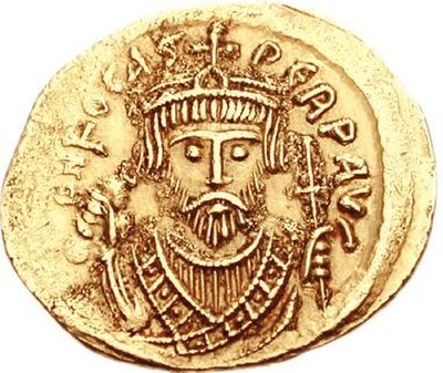 A gold coin of Emperor Phocas