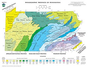 Fyziografické provincie Pensylvánie, Pennsylvánský geologický průzkum, 4. ser., Mapa 13, Pennsylvánský geologický průzkum PennDepCons & NatRes.jpg