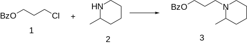 Synthesis: Patent: Piperocaine synthesis.svg