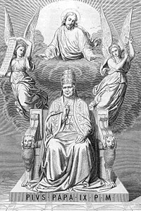 An hagiographic presentation of Pius IX from 1873 Pius ix with jesus and angels.jpg