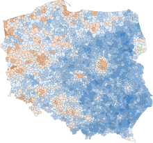 Results of the 2023 Polish parliamentary election by gminas Polish 2023 Sejm election by gmina.svg