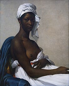 Marie-Guillemine Benoist, Portrait of Madeleine, formerly Portrait d'une femme noire or Portrait d'une negresse, 1800, Louvre Portrait d'une femme noire - Marie-Guillemine Benoist Musee du Louvre Peintures INV 2508.jpg