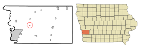 Pottawattamie County Iowa Incorporated and Unincorporated areas McClelland Highlighted.svg