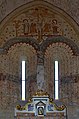 Interior (a) : frescoes in the choir.